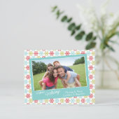 Farbenfrohe Abstrakte Schneeflocken Happy Holidays Postkarte (Stehend Vorderseite)