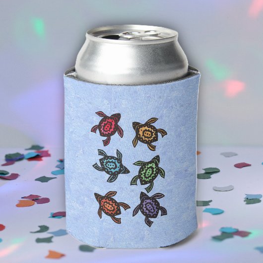 Farbenfrohe Abstrakte Schwimmschildkröten Dosenkühler