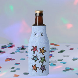 Farbenfrohe Abstrakte Schwimmschildkröten Flaschenkühler