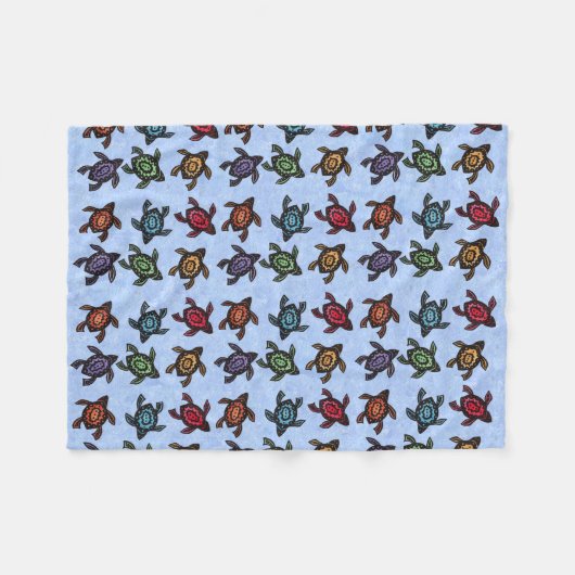 Farbenfrohe Abstrakte Schwimmschildkröten Fleecedecke (Vorderseite (Horizontal))