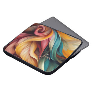 Farbenfrohe abstrakte Schwünge mit Personalisierun Laptopschutzhülle