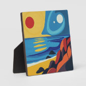 Farbenfrohe Abstrakte Seascape Art Fotoplatte (Vorderseite)