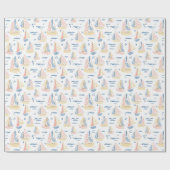 Farbenfrohe abstrakte Segelboote mit Wellen am Mee Geschenkpapier (Flach)