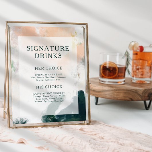 Farbenfrohe Abstrakte Signaturgetränke Unterschrif Poster