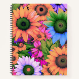 Farbenfrohe Abstrakte Sonnenblumen #2 - SpiralNote Notizblock