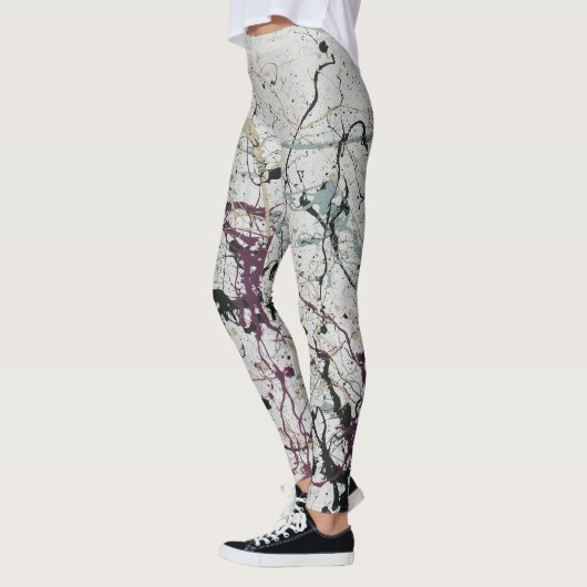 Farbenfrohe Abstrakte Spritzer, die Frauen malen Leggings (Links)