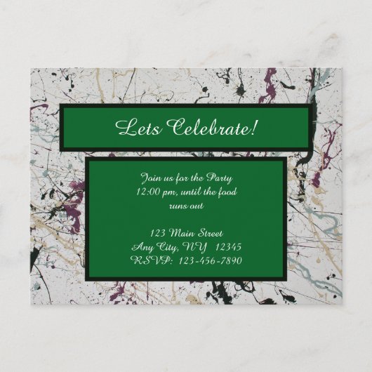 Farbenfrohe Abstrakte Spritzer Malerei Postkarte (Vorderseite)