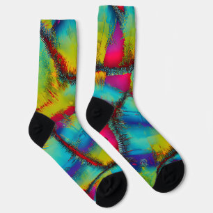 Farbenfrohe Abstrakte Stickerei Socken