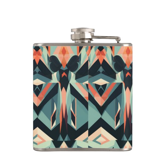 Farbenfrohe Abstrakte Streifen Monogramm Flachmann (Rückseite)