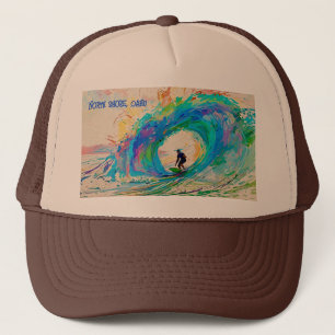 Farbenfrohe Abstrakte Surfer in der Barrel Wave Truckerkappe
