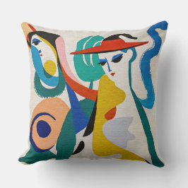 Farbenfrohe abstrakte surrealistische Frau roter H Kissen