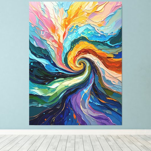 Farbenfrohe Abstrakte Swirt: Dynamic Spectrum Art  Leinwanddruck (Insitu (Holzboden))