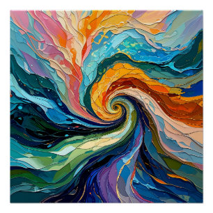 Farbenfrohe Abstrakte Swirt: Dynamic Spectrum Art Poster