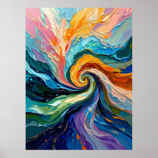 Farbenfrohe Abstrakte Swirt: Dynamic Spectrum Art  Poster