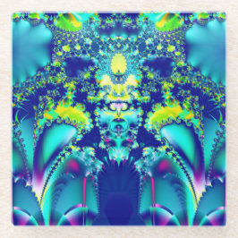 Farbenfrohe Abstrakte symmetrische Fraktal Art Glasuntersetzer