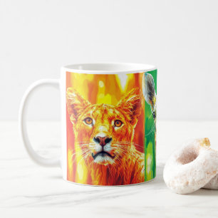 farbenfrohe, abstrakte Tierwandkunst, wahrscheinli Kaffeetasse