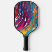 Farbenfrohe Abstrakte Tropffarbe Pickleball Schläger (Rückseite)