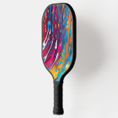 Farbenfrohe Abstrakte Tropffarbe Pickleball Schläger (Links)