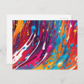 Farbenfrohe Abstrakte Tropffarbe Postkarte (Vorne/Hinten)