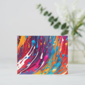 Farbenfrohe Abstrakte Tropffarbe Postkarte (Stehend Vorderseite)