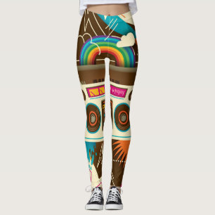 Farbenfrohe Abstrakte Vintage Radio-Illustration Leggings