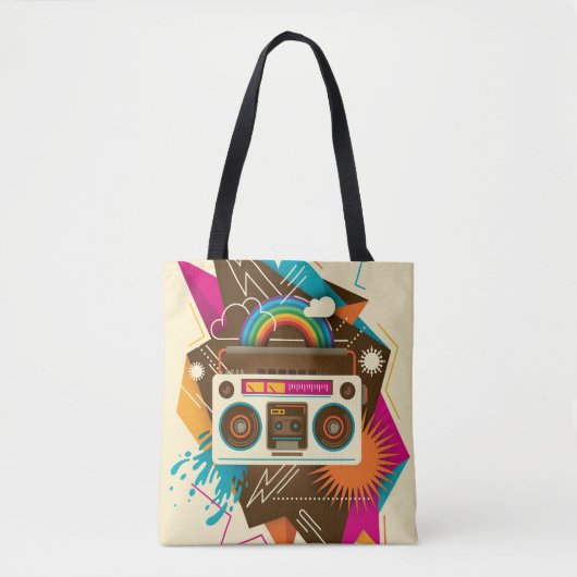 Farbenfrohe Abstrakte Vintage Radio-Illustration Tasche (Vorderseite)
