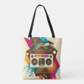 Farbenfrohe Abstrakte Vintage Radio-Illustration Tasche (Rückseite)
