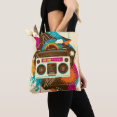 Farbenfrohe Abstrakte Vintage Radio-Illustration Tasche (Von Nahem)