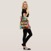 Farbenfrohe Abstrakte Vintage Radio-Illustration Tasche (Am Model)