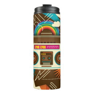 Farbenfrohe Abstrakte Vintage Radio-Illustration Thermosbecher
