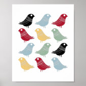 Farbenfrohe Abstrakte Vögel Mitte des Jahrhunderts Poster (Vorne)