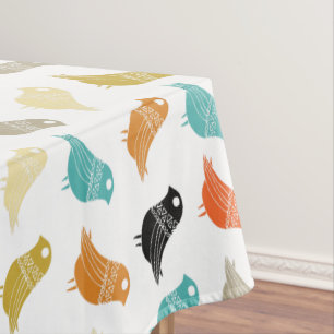 Farbenfrohe Abstrakte Vögel Mitte Jahrhundert Retr Tischdecke