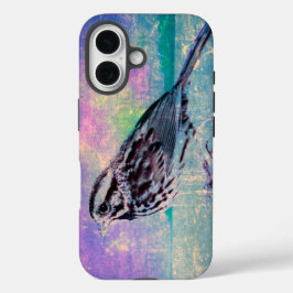 Farbenfrohe Abstrakte Vogelkunst: Lebhafter Songbi iPhone 16 Hülle