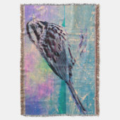 Farbenfrohe Abstrakte Vogelkunst: Lebhafter Songbi Decke (Vorderseite Vertikal)