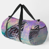 Farbenfrohe Abstrakte Vogelkunst: Lebhafter Songbi Duffle Bag (Rechte Ecke)