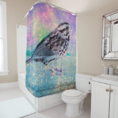 Farbenfrohe Abstrakte Vogelkunst: Lebhafter Songbi Duschvorhang (Beispiel)