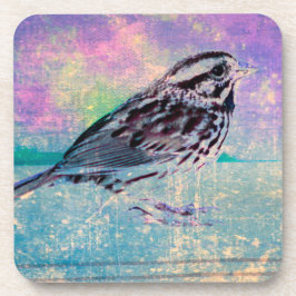 Farbenfrohe Abstrakte Vogelkunst: Lebhafter Songbi Getränkeuntersetzer