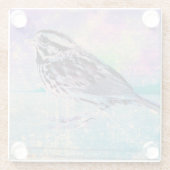 Farbenfrohe Abstrakte Vogelkunst: Lebhafter Songbi Glasuntersetzer (Rückseite)