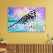 Farbenfrohe Abstrakte Vogelkunst: Lebhafter Songbi Leinwanddruck (Insitu (Wohnzimmer))