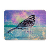 Farbenfrohe Abstrakte Vogelkunst: Lebhafter Songbi Magnet (Horizontal)