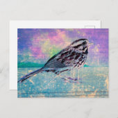 Farbenfrohe Abstrakte Vogelkunst: Lebhafter Songbi Postkarte (Vorne/Hinten)