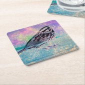 Farbenfrohe Abstrakte Vogelkunst: Lebhafter Songbi Rechteckiger Pappuntersetzer (angewinkelt)