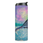 Farbenfrohe Abstrakte Vogelkunst: Lebhafter Songbi Thermosbecher (Nach links gedreht)