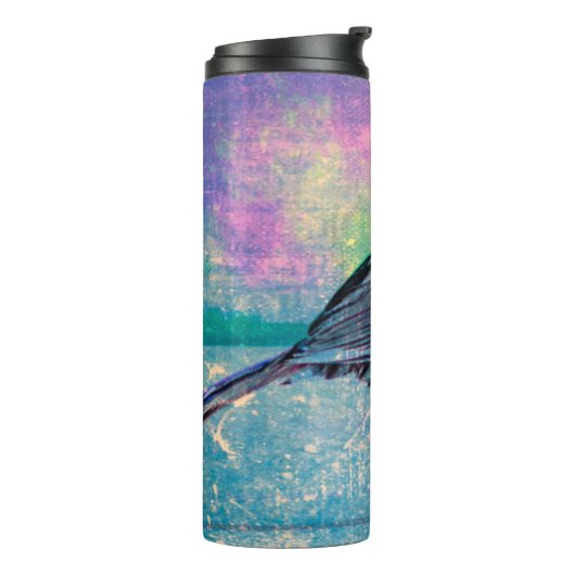 Farbenfrohe Abstrakte Vogelkunst: Lebhafter Songbi Thermosbecher (Nach links gedreht)