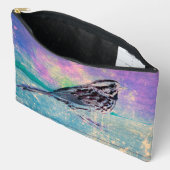 Farbenfrohe Abstrakte Vogelkunst: Lebhafter Songbi Zubehörtasche (Offen)