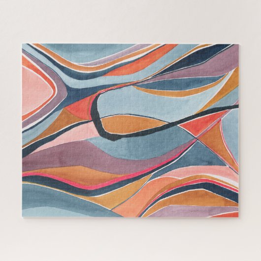 Farbenfrohe Abstrakte Wasserfarbe Kunst, Dichtung Puzzle (Horizontal)