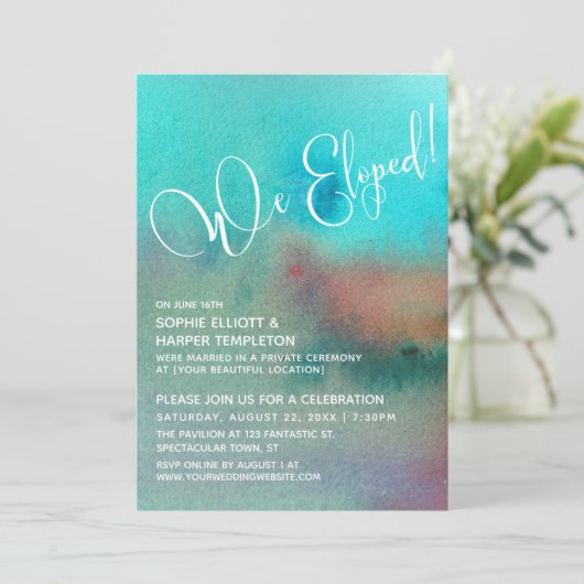 Farbenfrohe Abstrakte Wasserfarbe Wir haben Skript Einladung (Stehend Vorderseite)