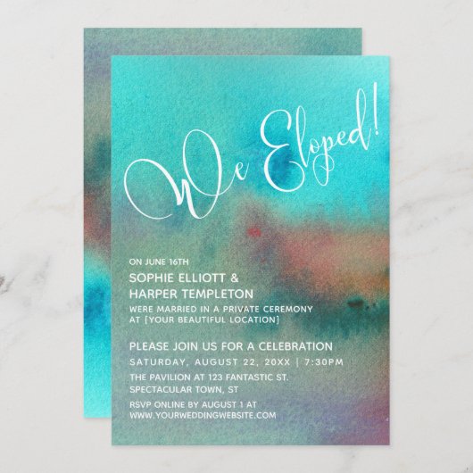 Farbenfrohe Abstrakte Wasserfarbe Wir haben Skript Einladung (Vorne/Hinten)