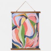 Farbenfrohe Abstrakte Wasserfarben Malerei Wandteppich Mit Holzrahmen (Vorderseite)