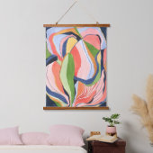 Farbenfrohe Abstrakte Wasserfarben Malerei Wandteppich Mit Holzrahmen (Schlafzimmer)